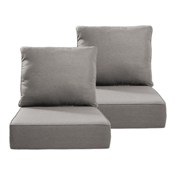 22 in. x 24 in. 4-Piece Deep Seating Outdoor Lounge Chair Back and Seat Cushion in Gray
