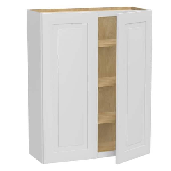 Home Decorators Collection Grayson 33 in. W x 12 in. D x 42 in. H Assembled Plywood Wall Kitchen Cabinet in Pacific White with Soft Close