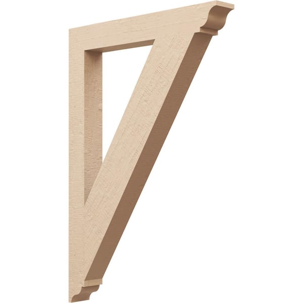 Ekena Millwork 3.5 in. x 40 in. x 28 in. Traditional Traditional Rough Cedar Woodgrain Timberthane Polyurethane Bracket, Primed Tan