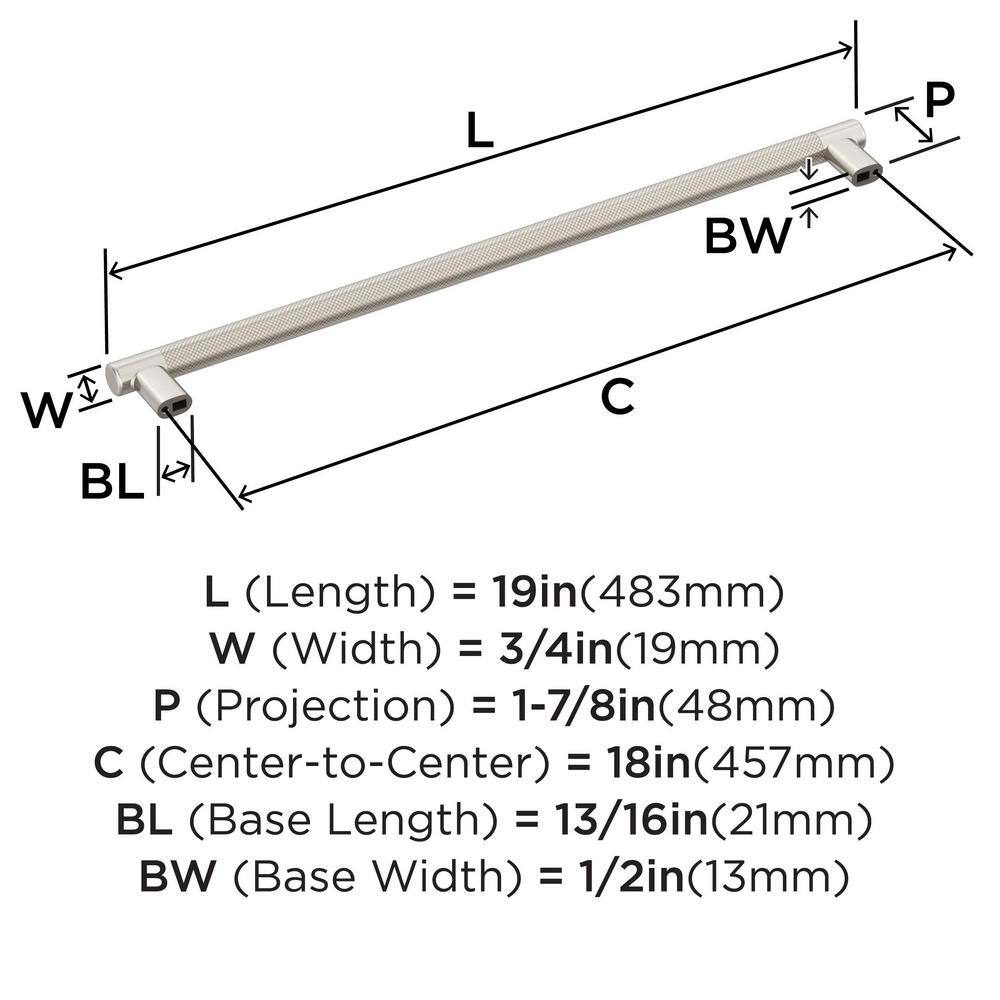 Brushed Nickel 19" Modern Industrial Bar Pull