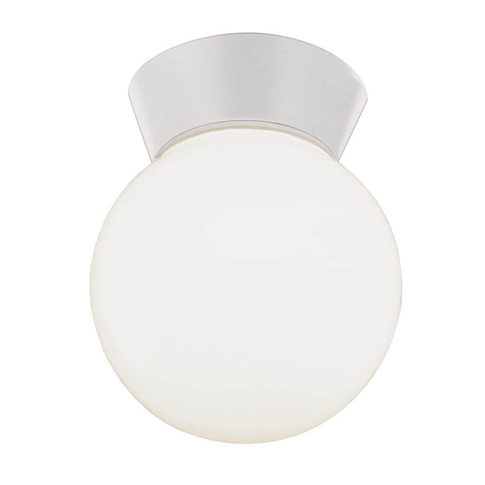 UPC 736916848510 product image for Pershing 6 in. White Outdoor Flush Mount Ceiling Light Fixture with White Opal G | upcitemdb.com