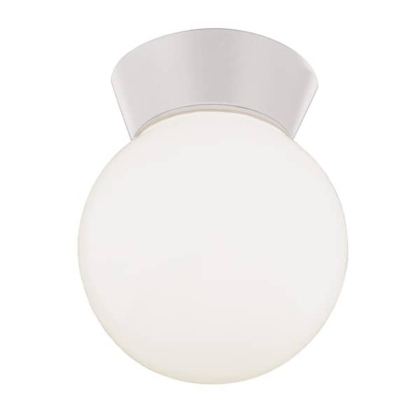 Bel Air Lighting Pershing 6 in. White Outdoor Flush Mount Ceiling Light Fixture with White Opal Glass Globe
