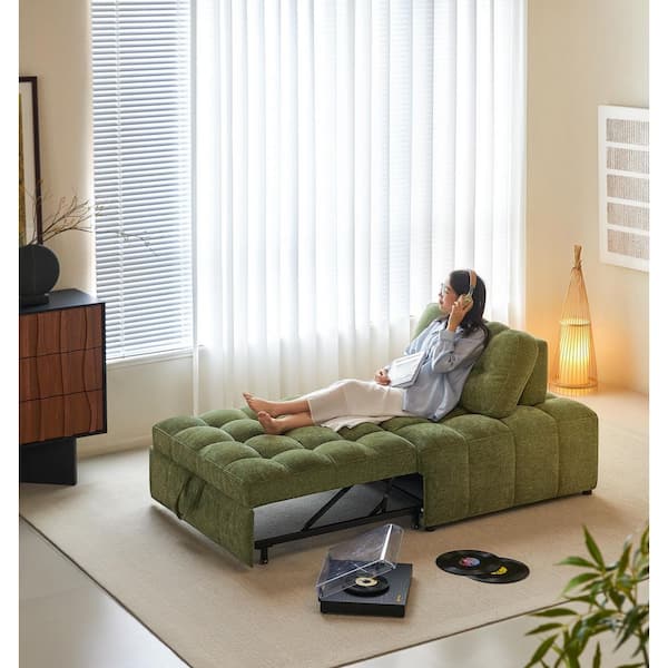 JASIWAY 35.43 in. Green Chenille Single Size Sofa Bed J-P2313Y-90X