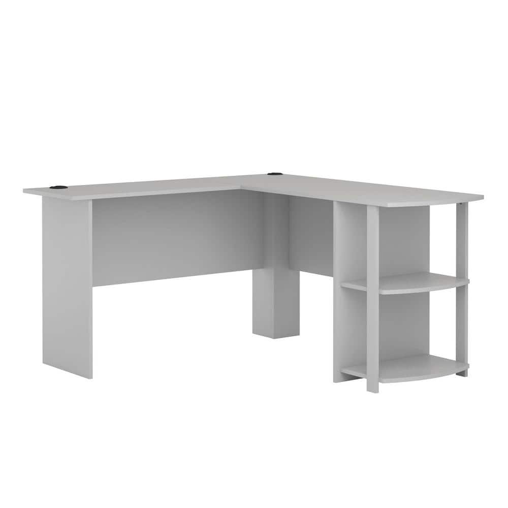 Ameriwood Home Quincy 52 in. L-Shaped Dove Gray Desk with Bookshelves -  HD50187