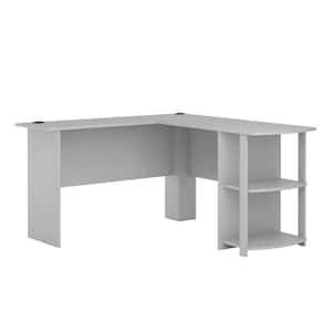 Quincy 52 in. L-Shaped Dove Gray Desk with Bookshelves