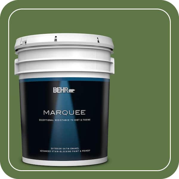 BEHR MARQUEE 5 gal. #420D-7 Dill Pickle Satin Enamel Exterior Paint & Primer