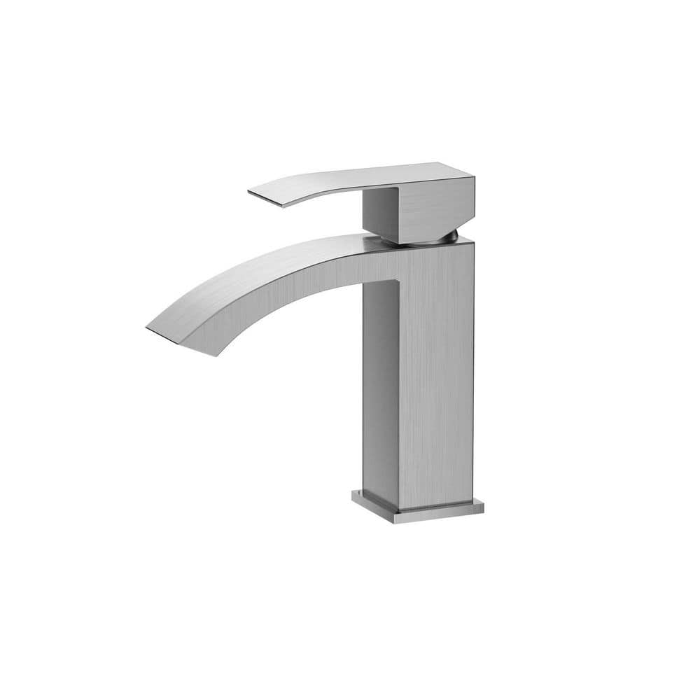 Modern Waterfall Single Handle Single Hole Bathroom Faucet Deck Mount Spot Resistant in Brushed Nickel price history on PriceWatchPro