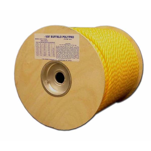KingCord Polypropylene Twisted Rope, Waterproof, Yellow, 3/16-in x