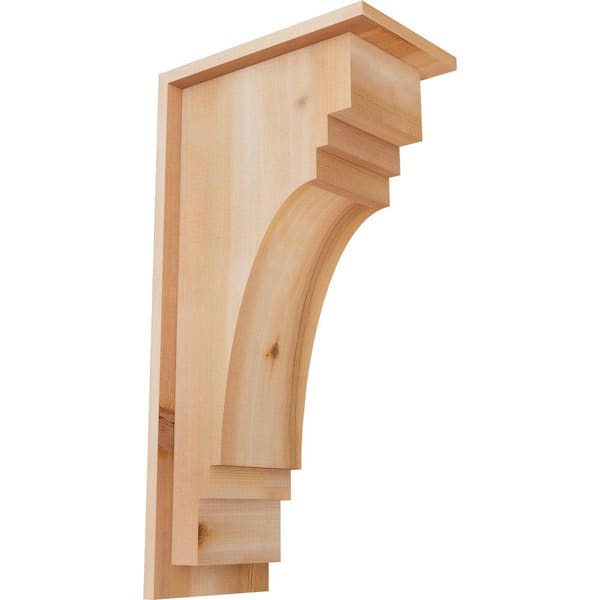 Ekena Millwork 7-1/2 in. x 12 in. x 24 in. Western Red Cedar Pescadero Smooth Corbel with Backplate