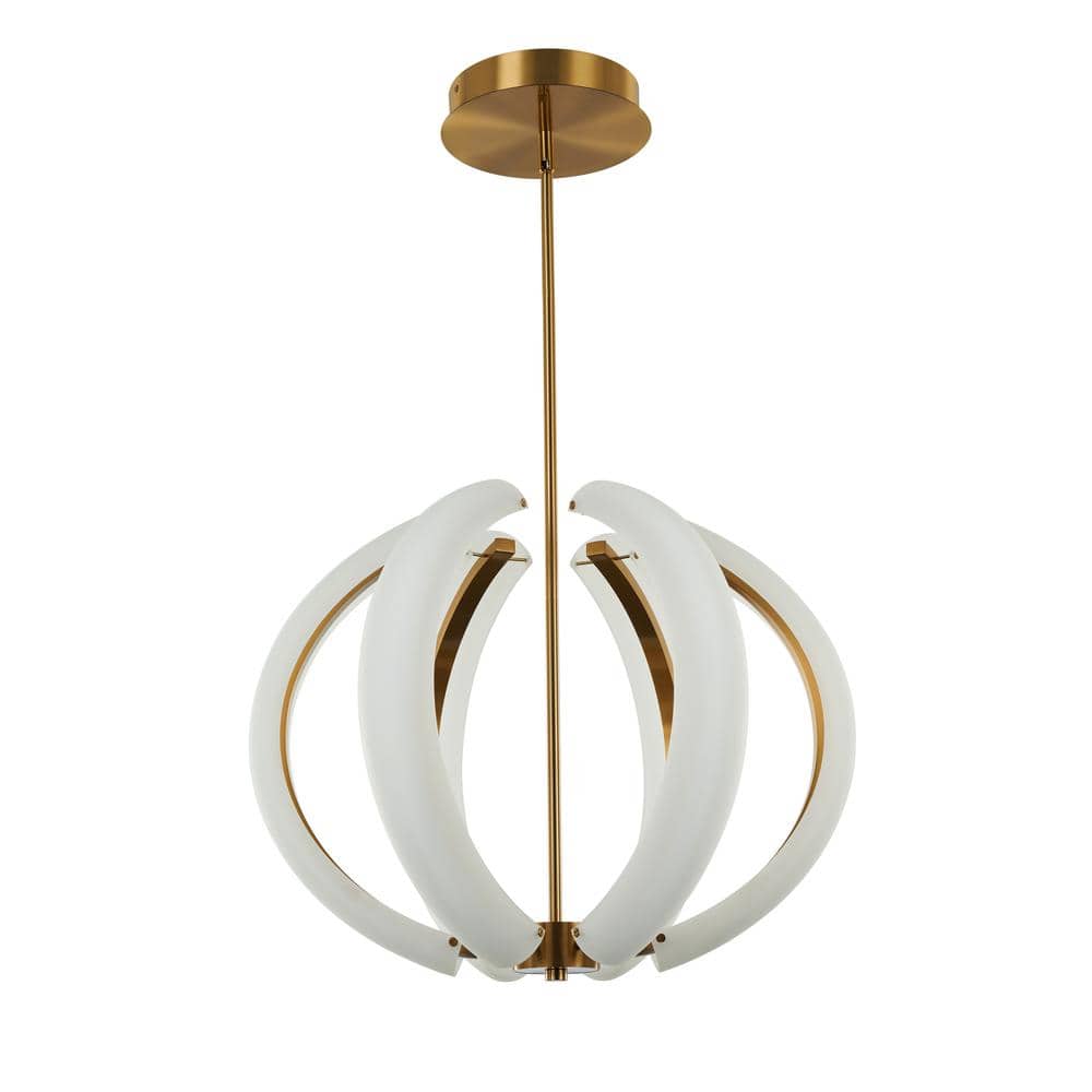 Unwind Small 59.4-Watt 1-Light Satin Brass Finish Dining/Foyer Integrated LED Pendant Light with Frost Acrylic Shade price history on PriceWatchPro