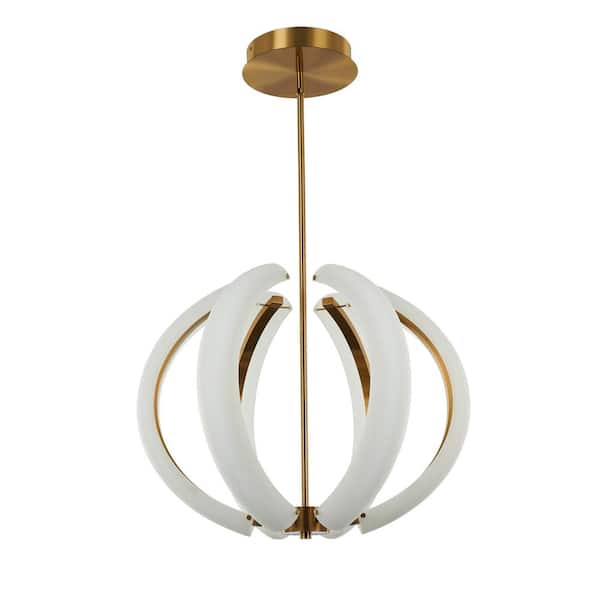 Unwind Small 59.4-Watt 1-Light Satin Brass Finish Dining/Foyer Integrated LED Pendant Light with Frost Acrylic Shade