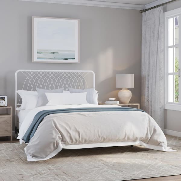 Hillsdale Furniture Alicia Metal Full/Queen Headboard with Frame, Textured White