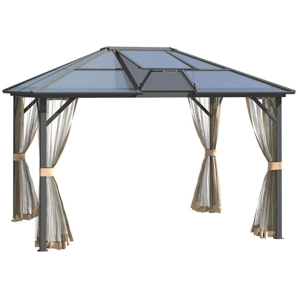 10 ft. x 12 ft. Hardtop Gazebo Canopy with Polycarbonate Roof, Top Vent and