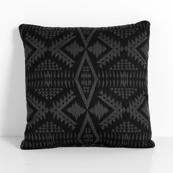 SORRA HOME Sunbrella Pendleton Diamond River Char Square Outdoor Throw Pillow