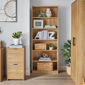 Bromley 6-Shelf Light Oak Engineered Wood Standard Bookcase (72 in. H)