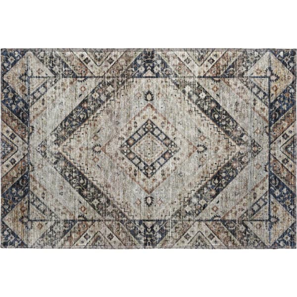 Mayfield Premium Machine Washable Abstract AMF2195 Black 2 ft. x 3 ft. Accent Rug