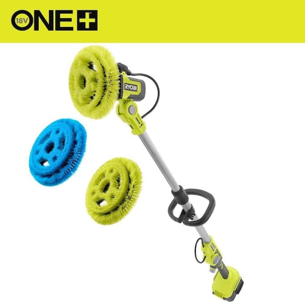 ONE+ 18V Cordless Soap Dispensing Scrubber (Tool Only) with (2) 9 in. VORTEX Medium and Soft Brushes