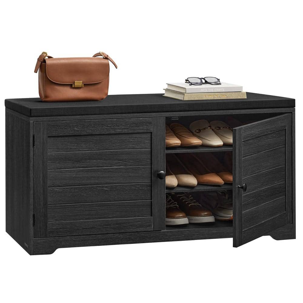 3-Tier Charcoal Gray Wooden Shoe Storage Bench with Cushion price history on PriceWatchPro