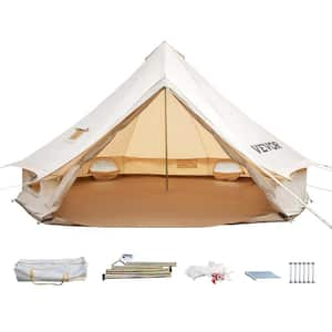 10-12 Person Canvas Glamping Bell Tent, Breathable Waterproof Yurt Tent, 20 ft. x 20 ft. x 138 in.(Diameter 6M)