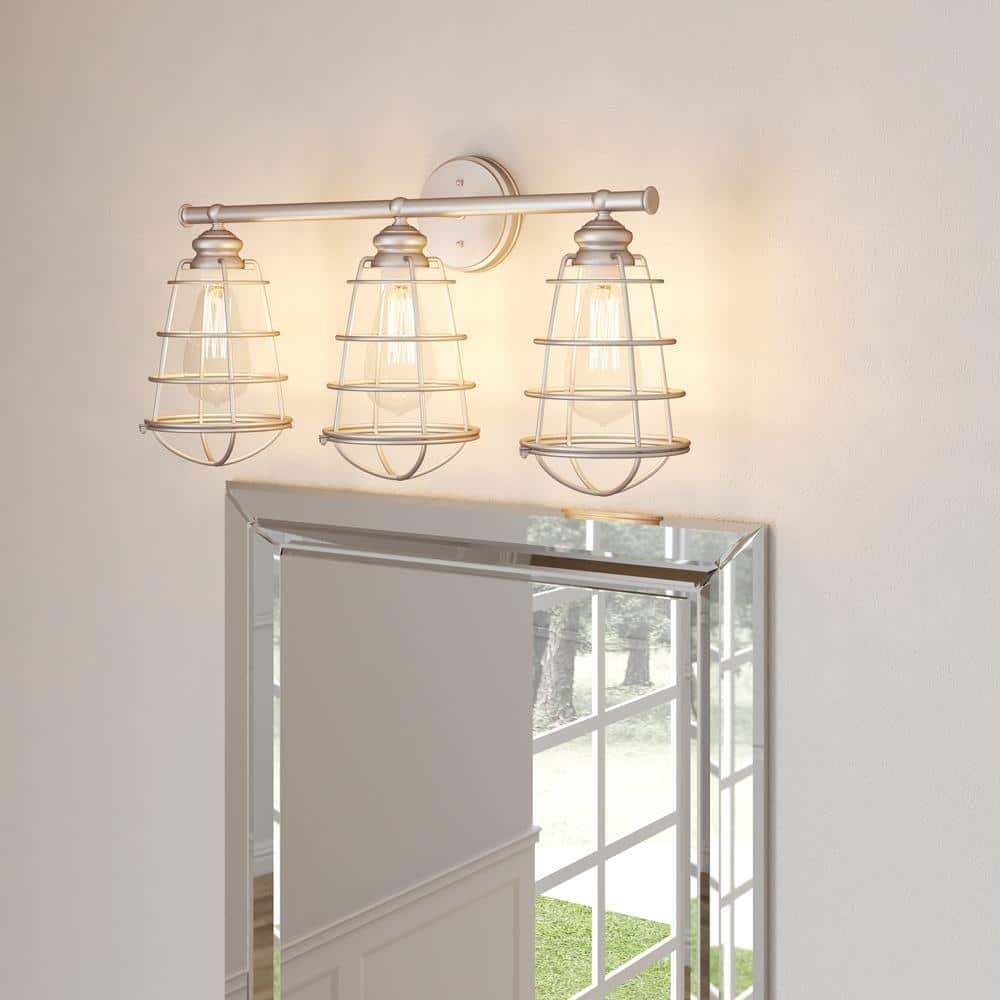 Galvanized Steel Industrial 3-Light Bathroom Vanity Fixture