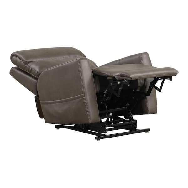 Hilltop Gray Leatherette Powered Recliner Lift Chair With Zone Heating and Patented Headrest System