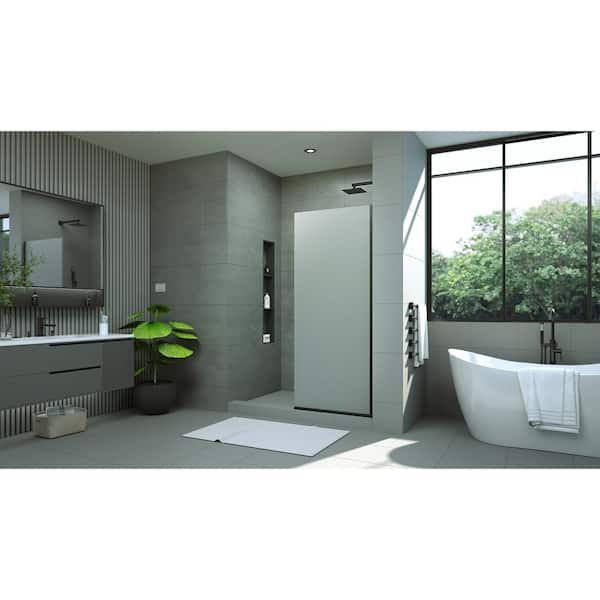 Linea 30 in. W x 72 in. H Frameless Shower Screen in Matte Black