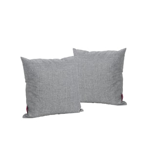 Kaffe Grey Solid Polyester 18 in. x 18 in. Outdoor Patio Throw Pillow (Set of 2)