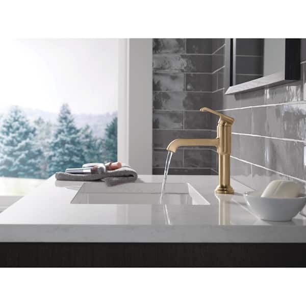 Tetra Gold Single-Handle Single Hole Bathroom Faucet in Lumicoat Champagne Bronze