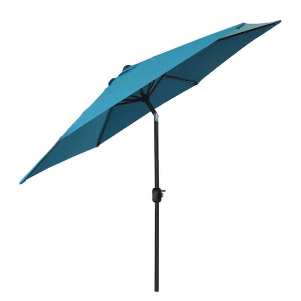 Siavonce 9 ft. Steel Outdoor Market Patio Umbrella in Dark Blue With Tilt for Garden Beach