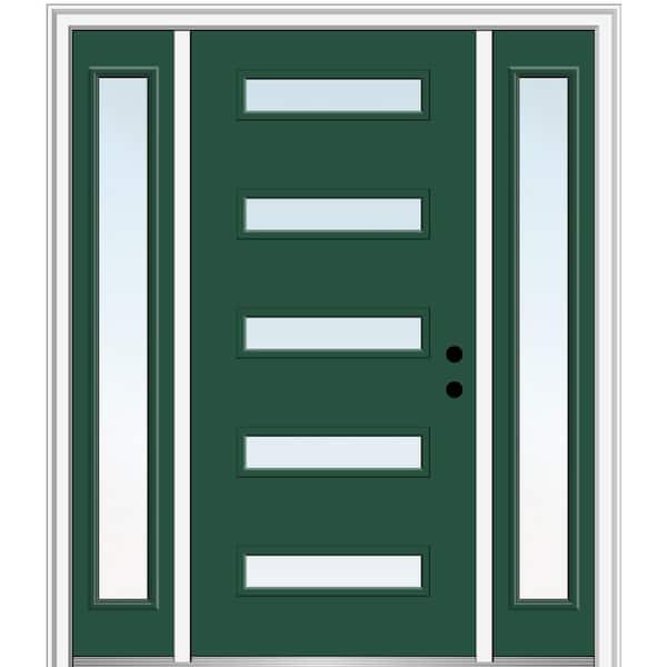 MMI Door 64.5 in. x 81.75 in. Davina Left-Hand Inswing 5-Lite Clear Low-E Painted Fiberglass Prehung Front Door with Sidelites