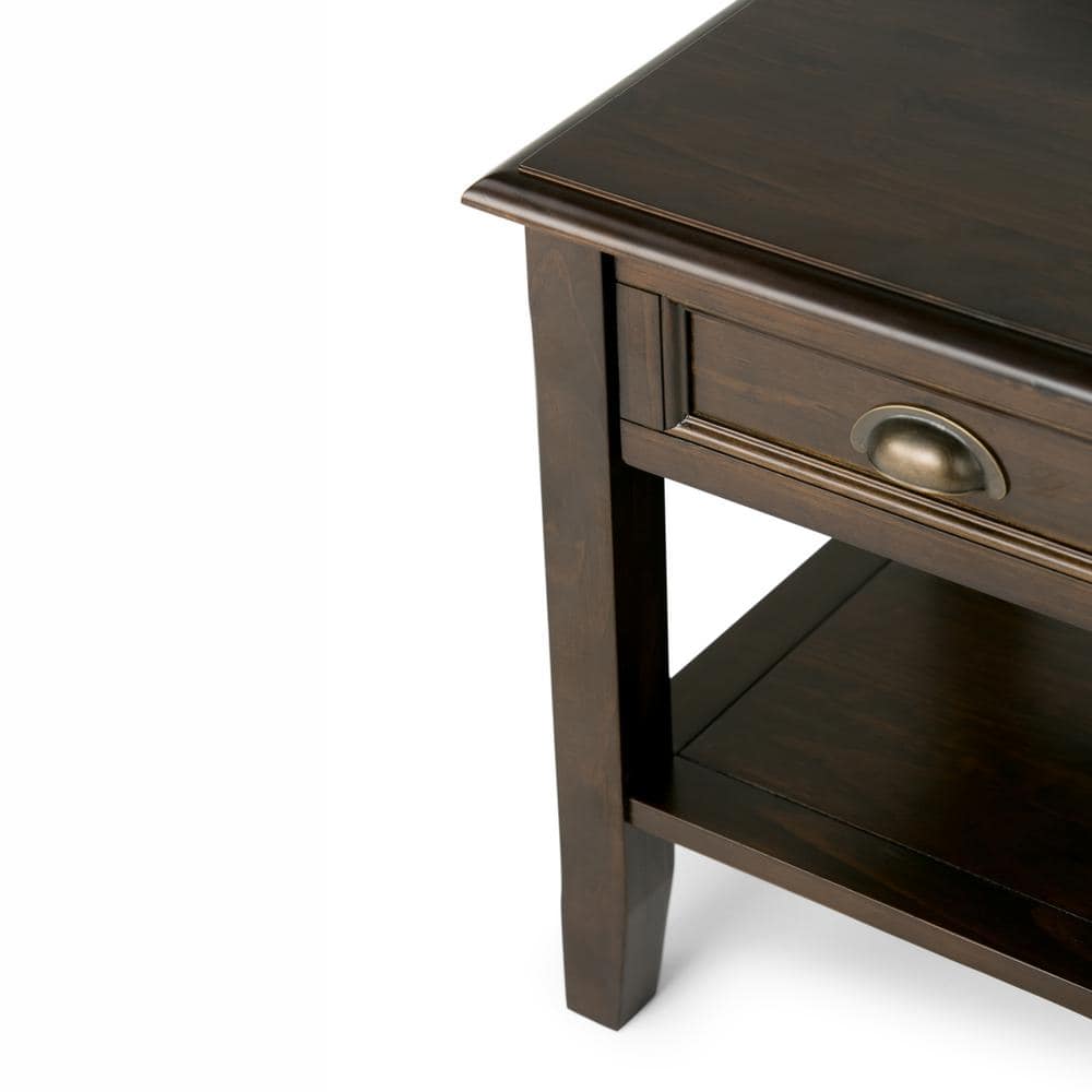 Burlington Mahogany Brown 18" Square Wood End Table with Storage