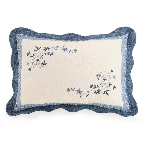 MODERN HEIRLOOM Charlotte Cotton Blue King Sham A068318BLOIE The Home
