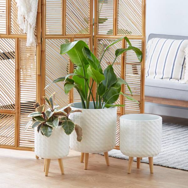 18 in. x 14 in. White MGO Planter (Set of 3)