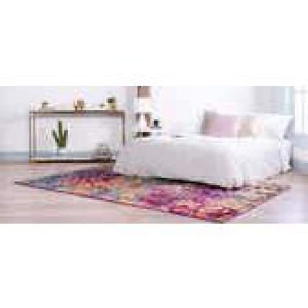 Colorful Abstract Rectangular Synthetic Indoor Area Rug