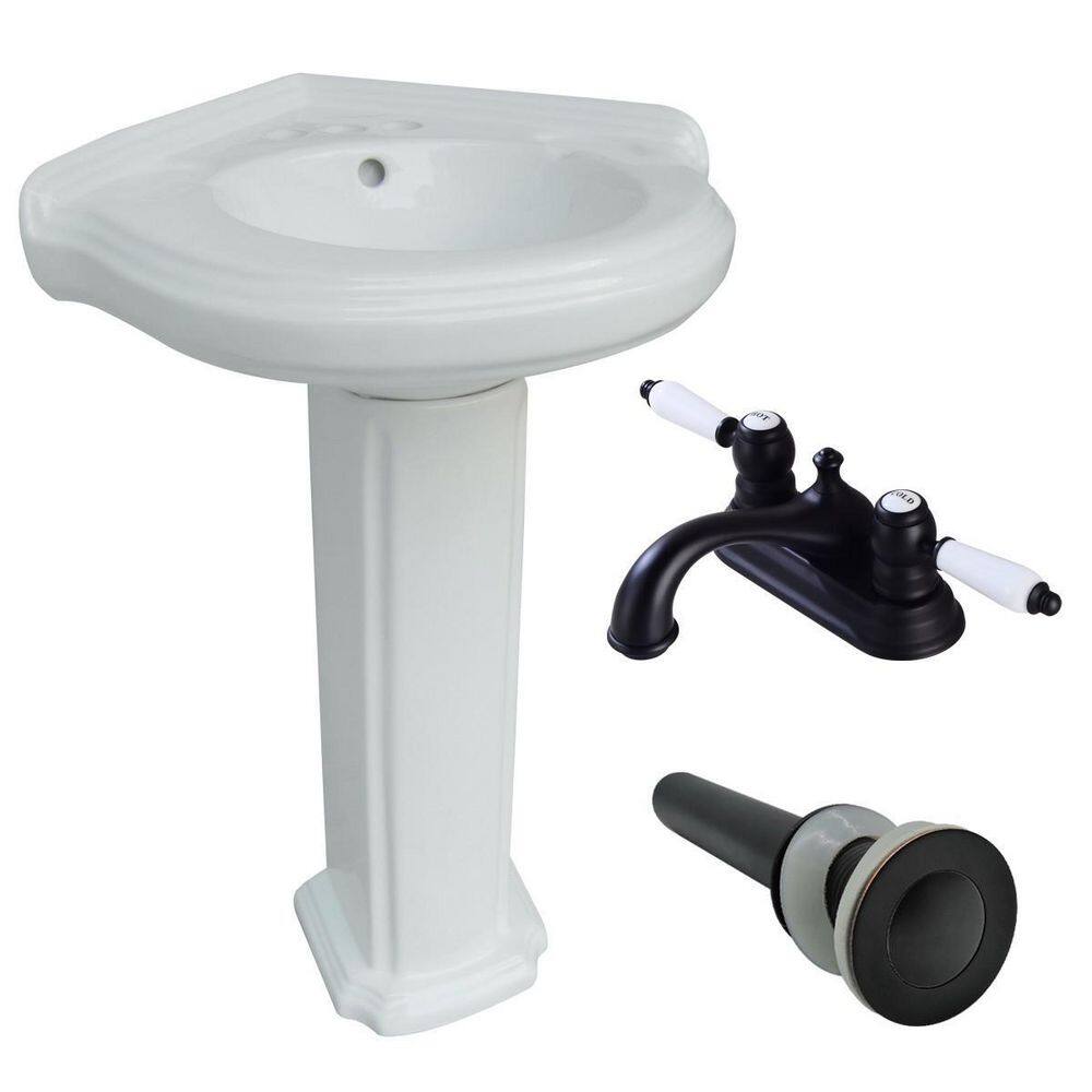 RENOVATORS SUPPLY MANUFACTURING 22 in. W Corner Pedestal Bathroom Sink