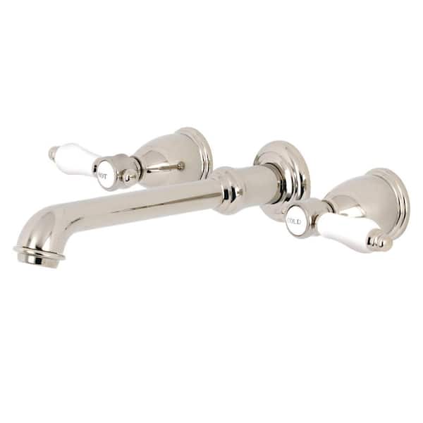 Kingston Brass Bel-Air 2-Handle Wall-Mount Roman Tub Faucet Filler in Polished Nickel