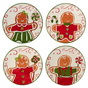 Holiday Magic Gingerbread 6 in. Multicolored Earthenware Canape Plate (Set of 4)