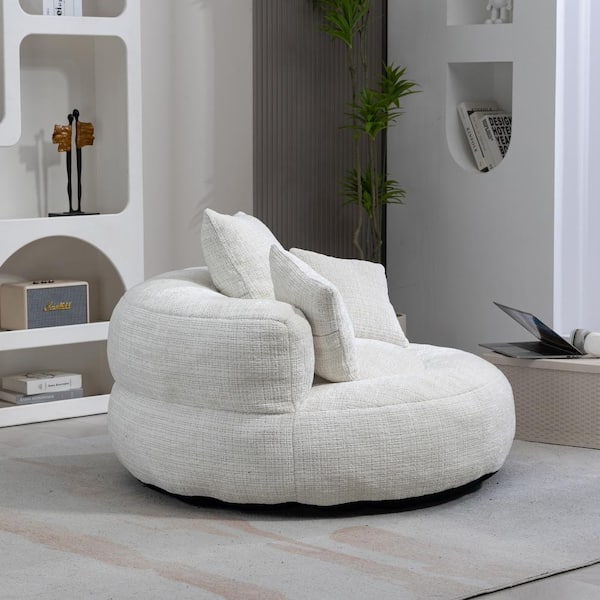 Unbranded Beige Polyester Large Bean Bag Chair for Adult, High Back Lazy Sofa with Pillows Durable Comfort Lounger Couch