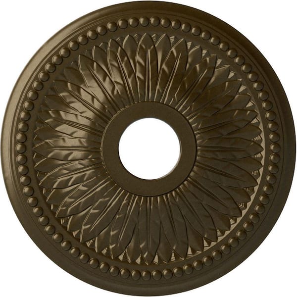 Ekena Millwork 18" x 3-3/4" I.D. x 1-1/2" Bailey Urethane Ceiling Medallion (Fits Canopies upto 5-3/4"), Brass