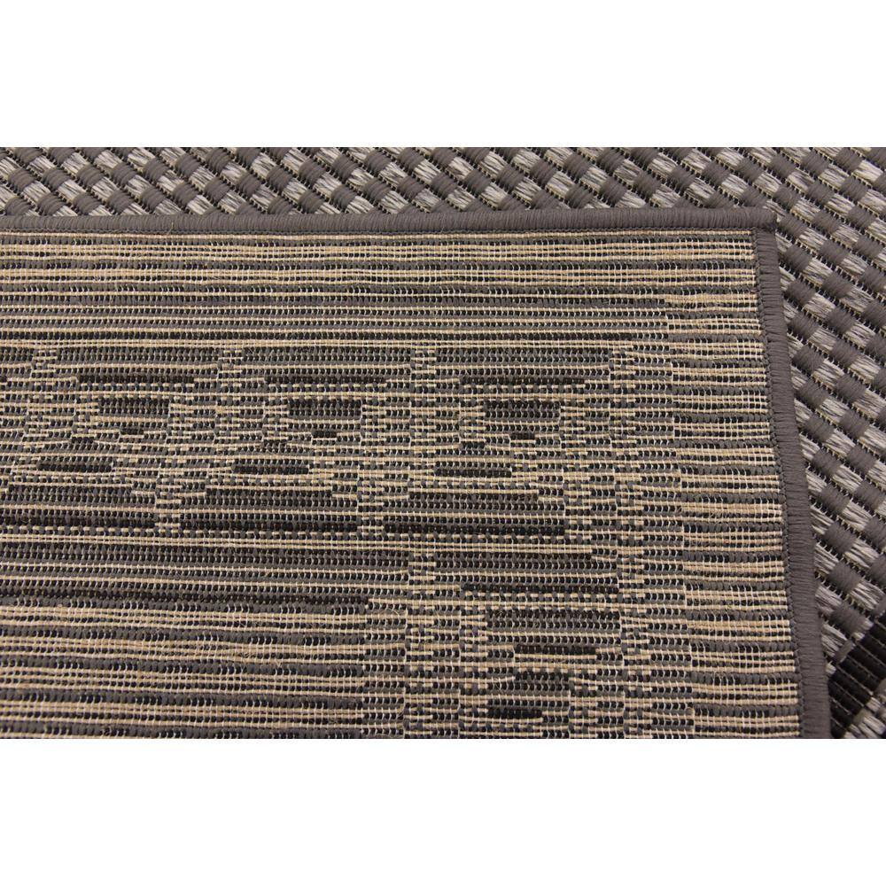 Gray and Black Rectangular Outdoor Greek Key Rug