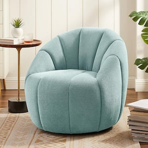 Glaucus Swivel Green Fabric Barrel Chair