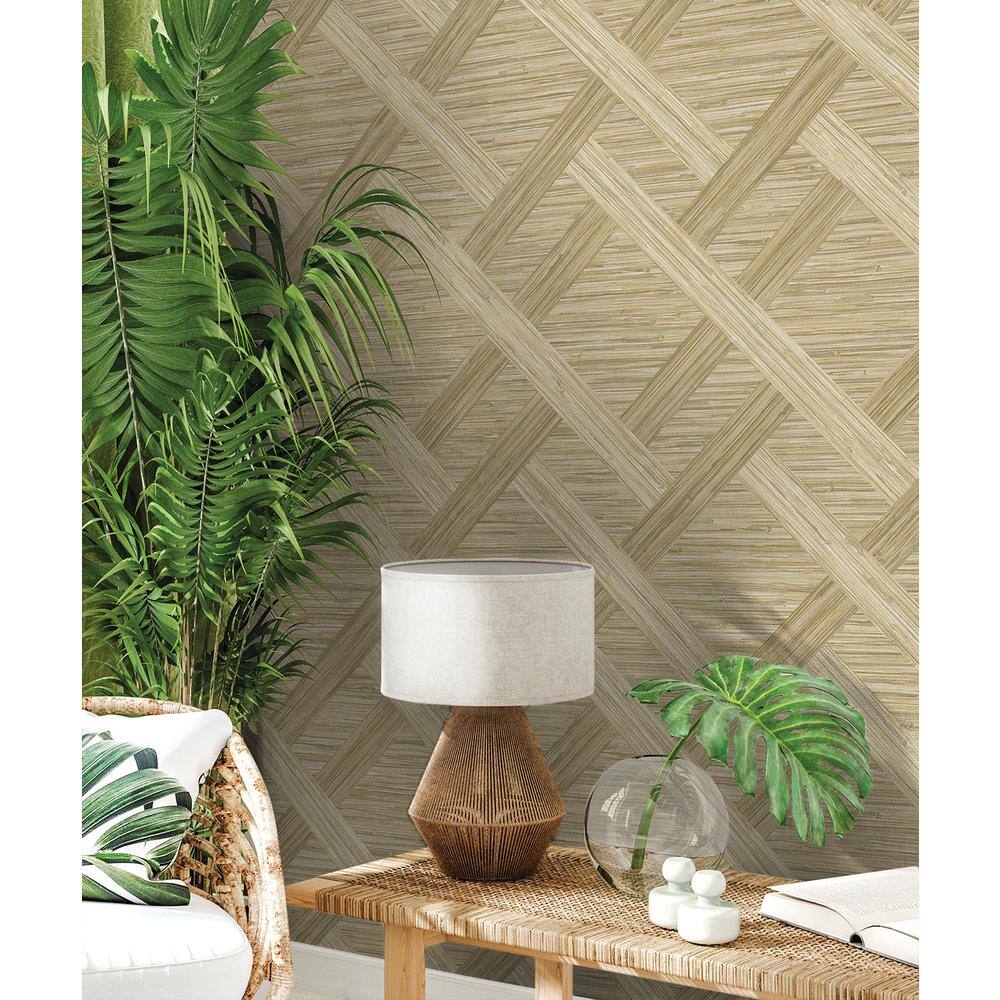 Java Weave Brown Faux Grasscloth Peel and Stick Wallpaper