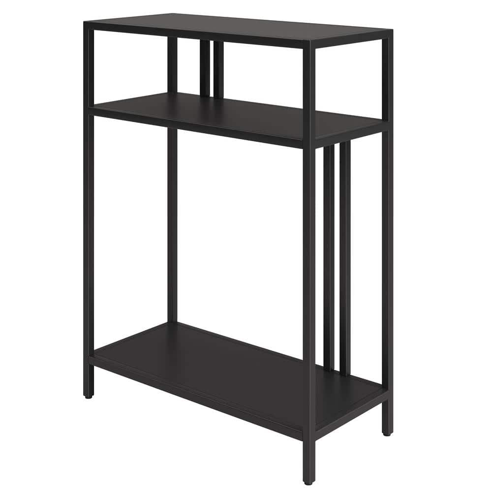 Blackened Bronze Metal and Glass Hallway Console Table