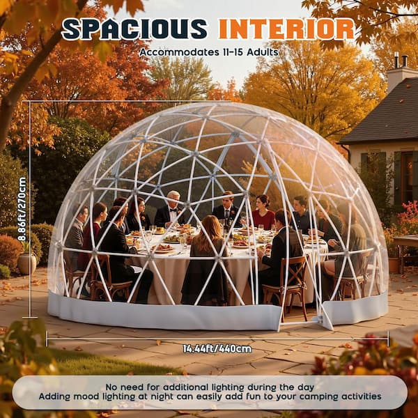 amerlife 15 ft. x 15 ft. Clear Garden Igloo Dome Tent