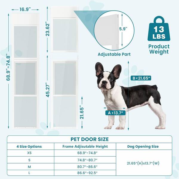 ABORON Dog Door for Sliding Glass Door with Lock Adjustable Height