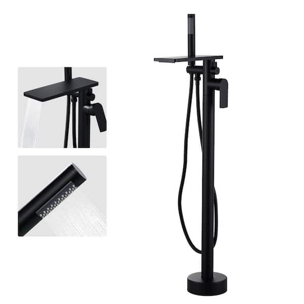 VEVETTA 2-Handle Freestanding Tub Faucet with Handshower in. Matte Black