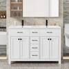 eclife 48 in. W x 18 in. D x 34 in. H Double Sink Freestanding Bath Vanity in White with White Resin SMC Top and Drain Faucet BV098WH+VS052