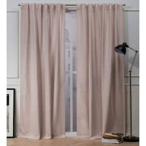 Mellow Slub Blush Solid Polyester 54 in. W x 96 in. L Hidden Tab Top Light Filtering Curtain Panel (Double Panel)