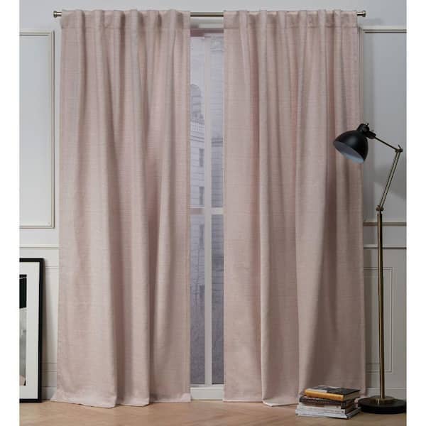 NICOLE MILLER NEW YORK Mellow Slub Blush Solid Polyester 54 in. W x 96 in. L Hidden Tab Top Light Filtering Curtain Panel (Double Panel)