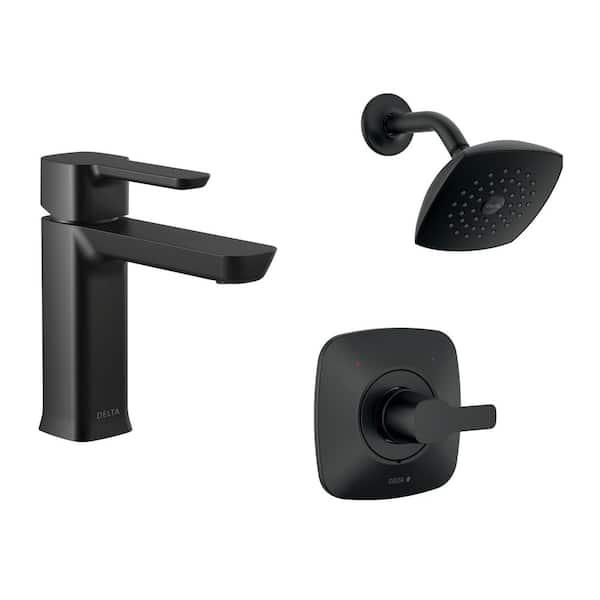 Modern 1-Spray Shower Faucet with Single Handle Single Hole Bathroom Faucet in Matte Black